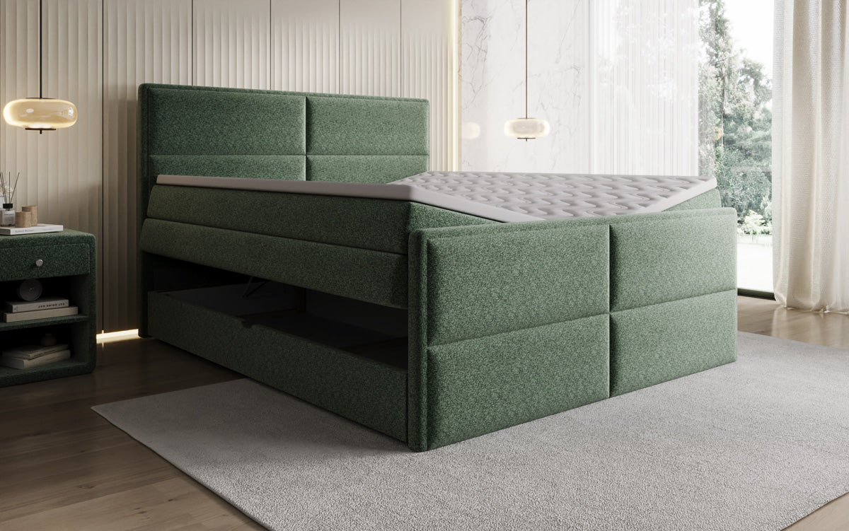 Boxspringbett Viola aus Strukturstoff mat Stauraum