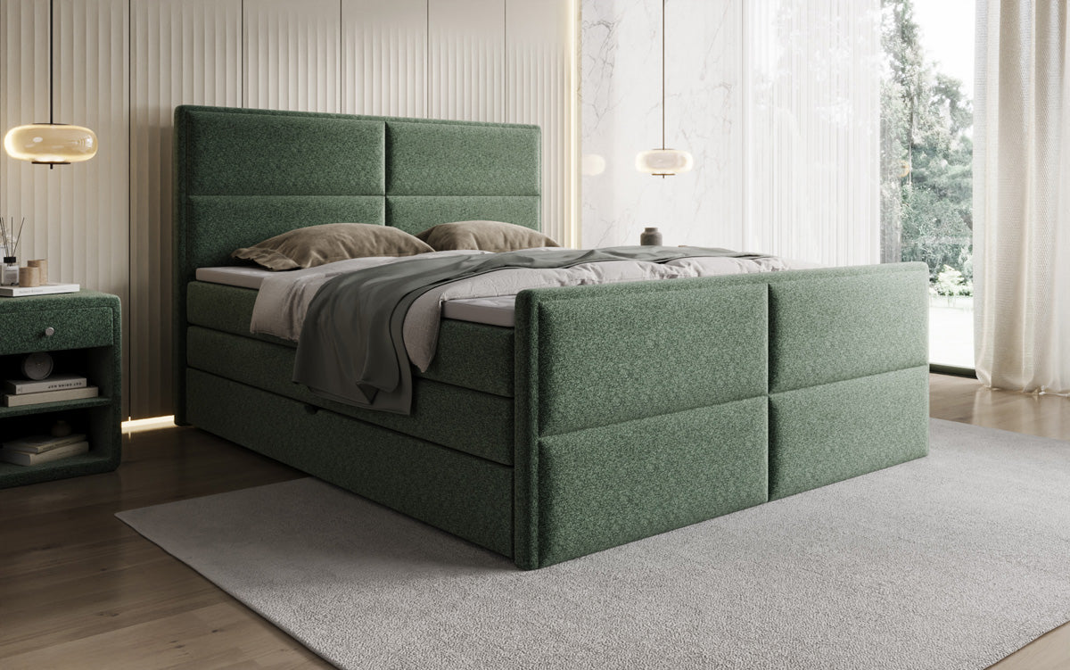 Boxspringbett Viola aus Strukturstoff mat Stauraum