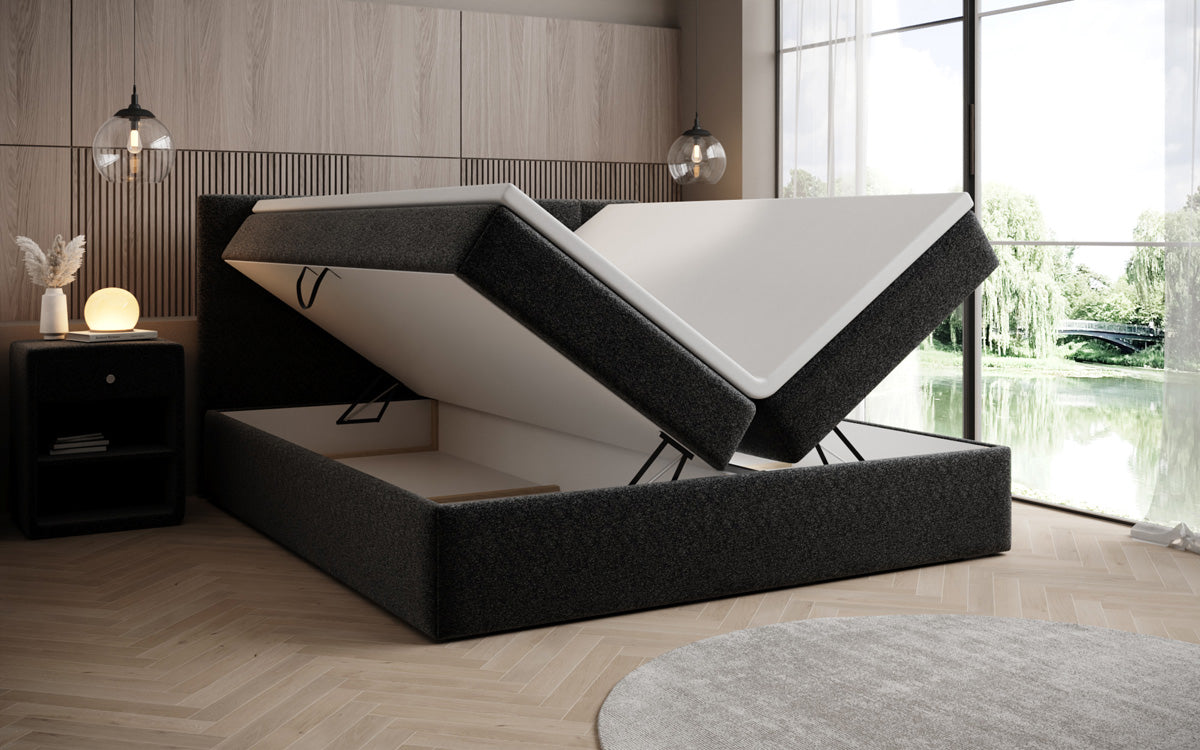 Boxspringbett Lux a Strukturstoff mat Stauplaz