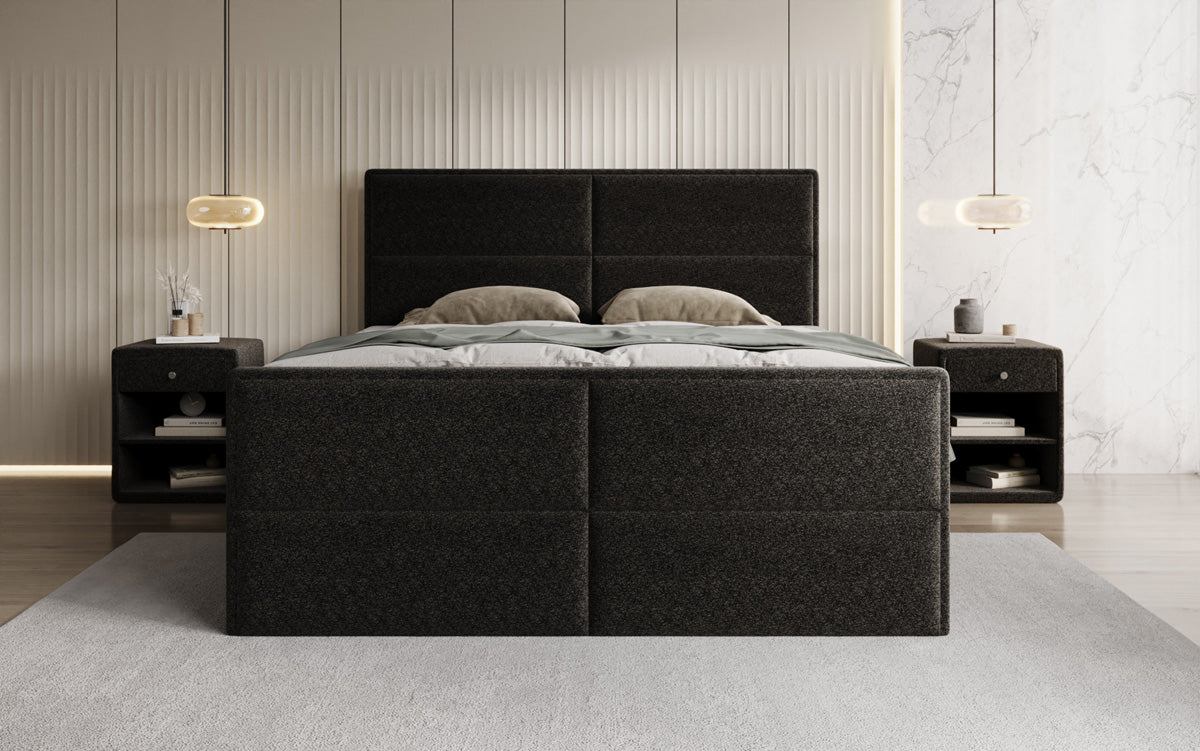 Boxspringbett Viola aus Strukturstoff mat Stauraum