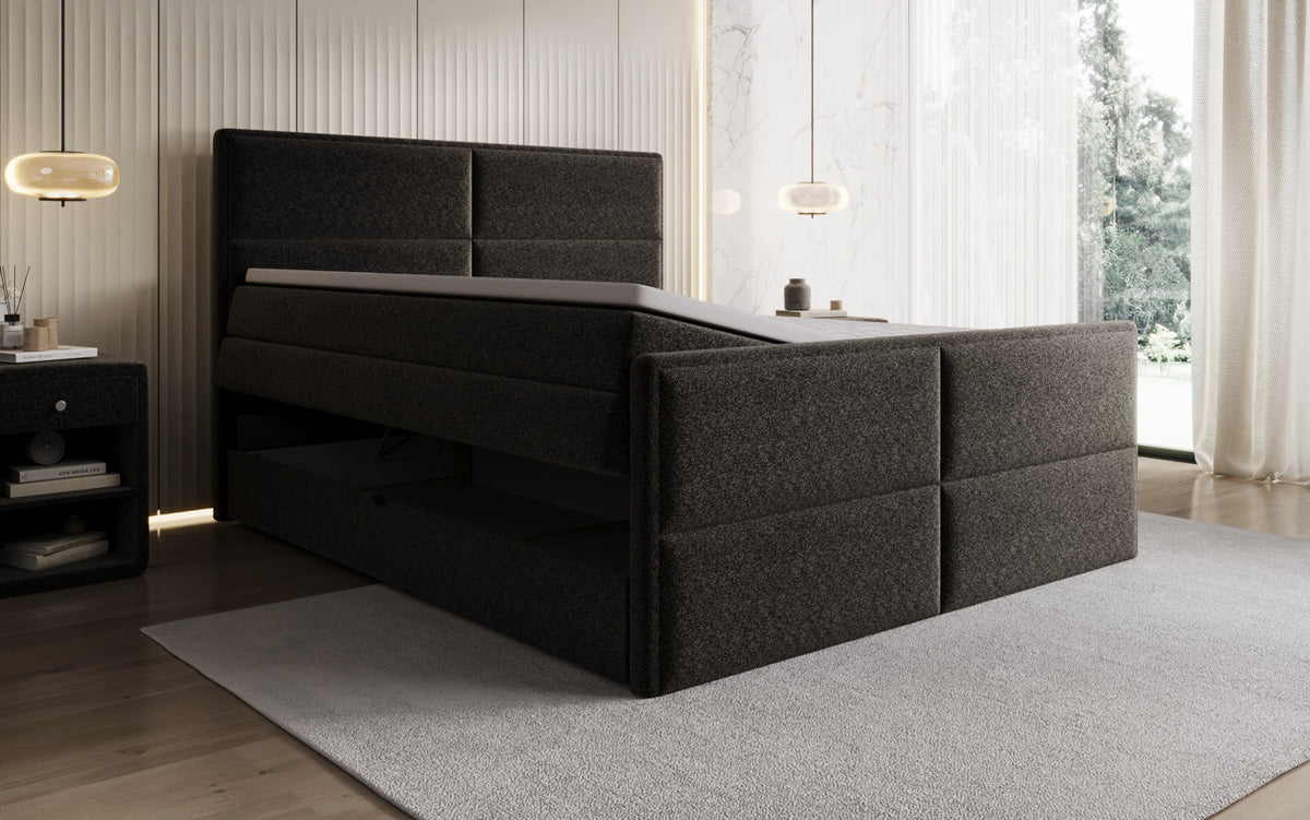 Boxspringbett Viola aus Strukturstoff mat Stauraum