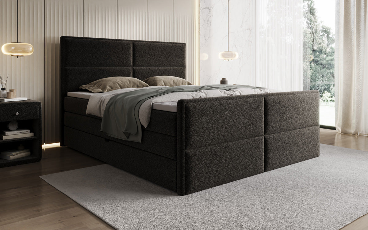 Boxspringbett Viola aus Strukturstoff mat Stauraum