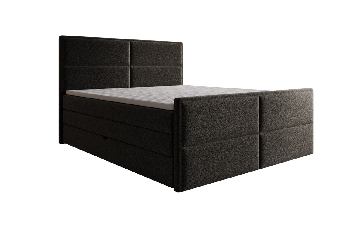 Boxspringbett Viola aus Strukturstoff mat Stauraum