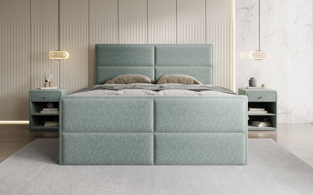 Boxspringbett Viola aus Strukturstoff mat Stauraum