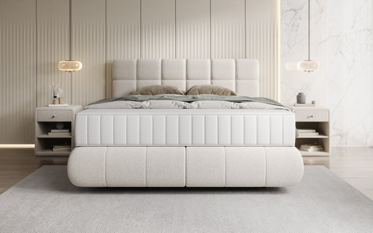 Boxspringbett Nala a Strukturstoff mat Schwiew-Optik