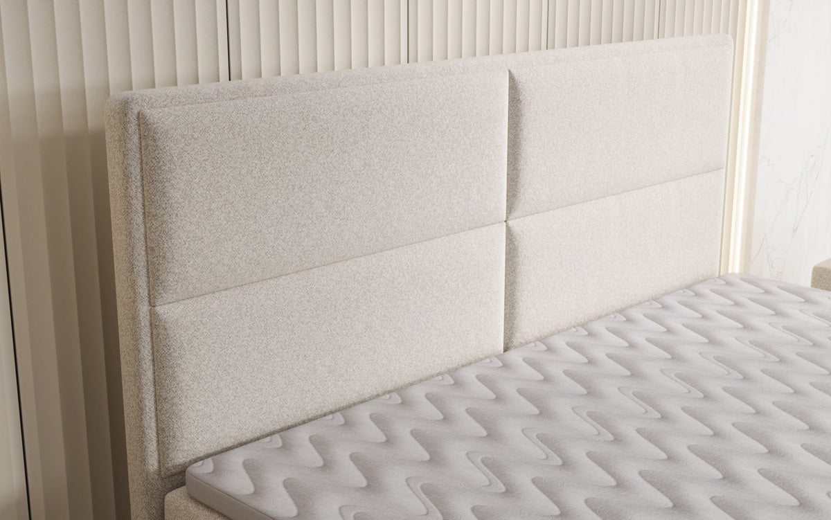 Boxspringbett Viola aus Strukturstoff mat Stauraum