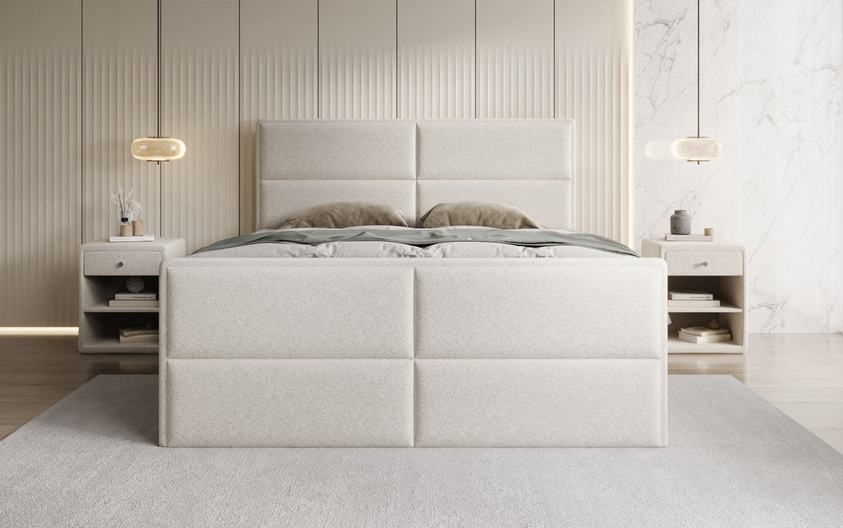 Boxspringbett Viola aus Strukturstoff mat Stauraum