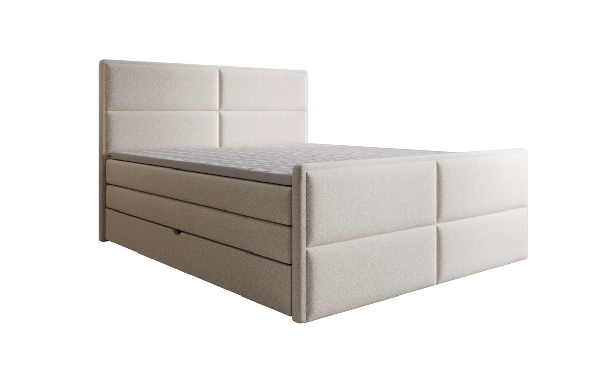 Boxspringbett Viola aus Strukturstoff mat Stauraum