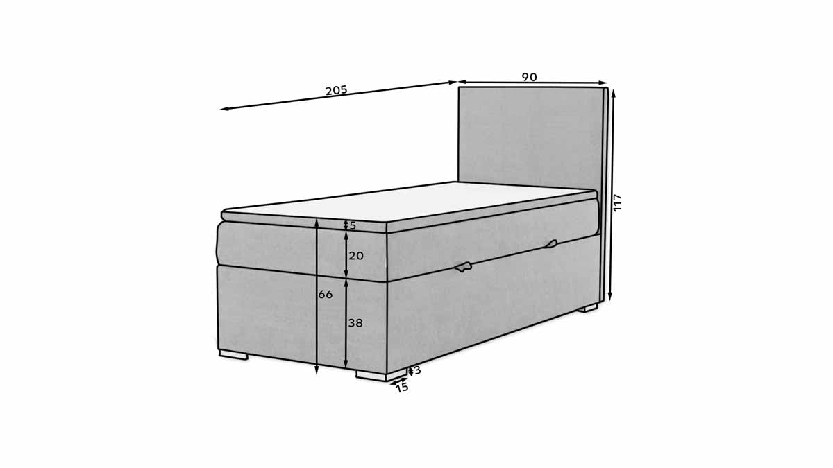 Boxspringbett Relio 90x200 mat Stauraum