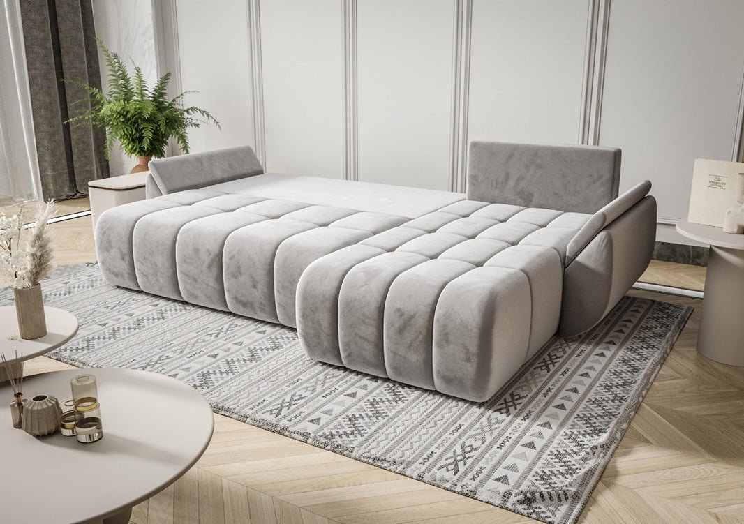 Designer Sofa Lenoa L mat Schloof- an Zouschloffunktioun a Samt