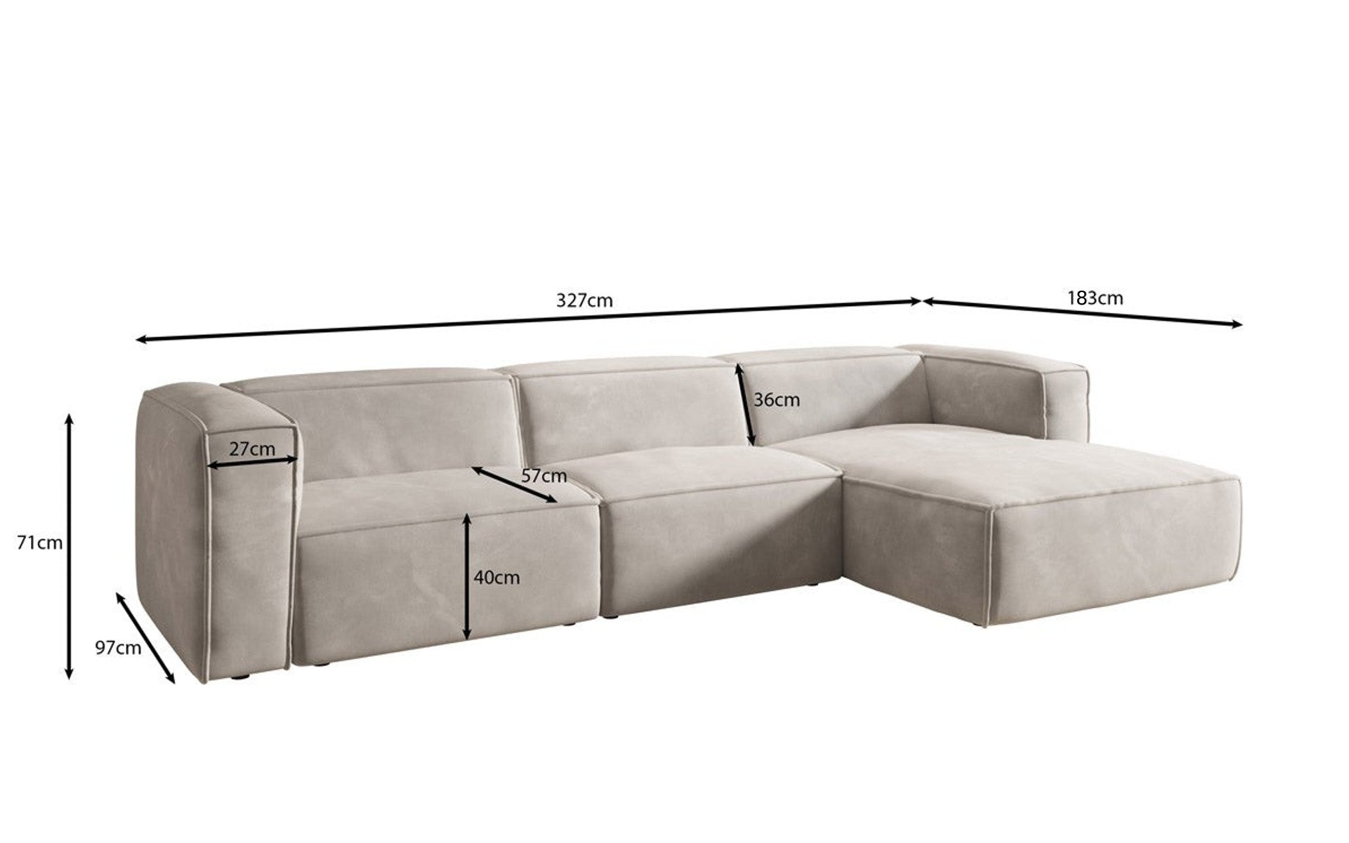 Designer Sofa Comfy L aus Samt