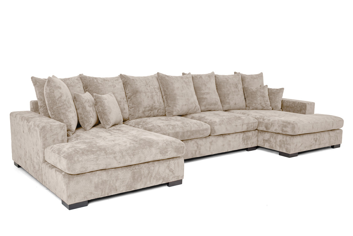 Designer Sofa Selena U mit Schlaffunktion in Strukturstoff