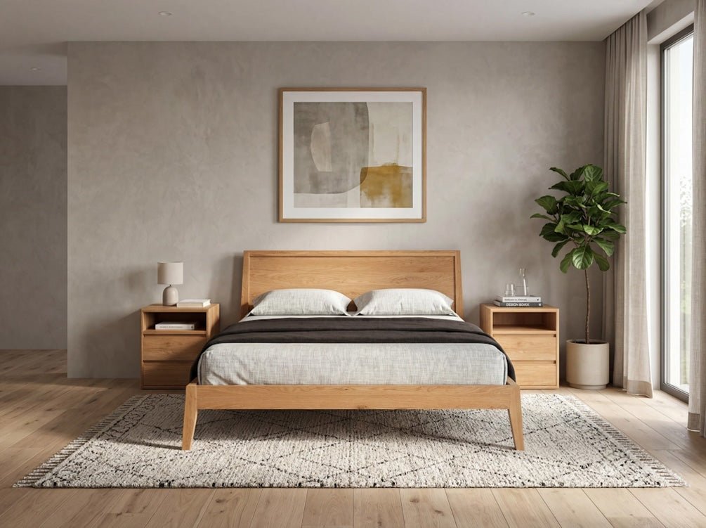 Designer-Holzbett Kaja aus massivem Eechenholz