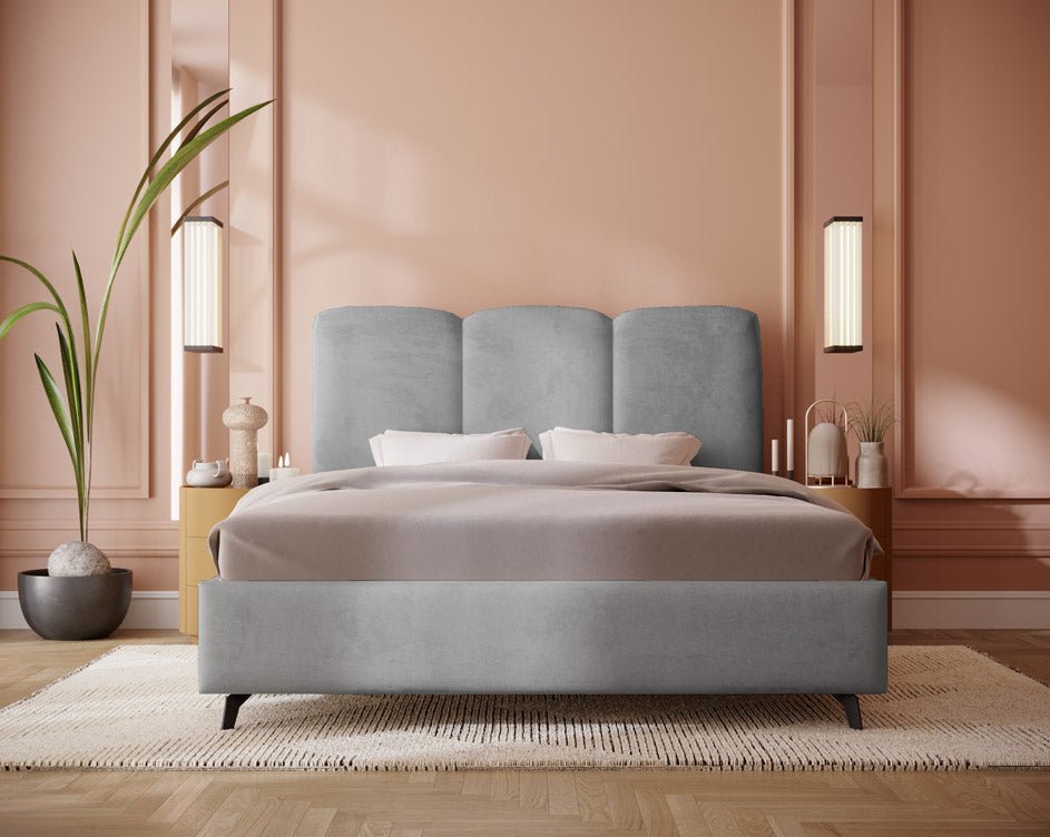 Designer Polsterbett Mirella aus Samt ouni Stauraum