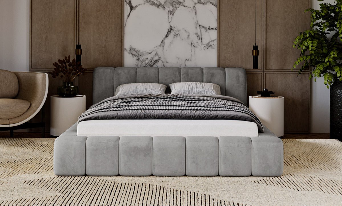 Designer Polsterbett Raphael aus Samt mat Stauraum