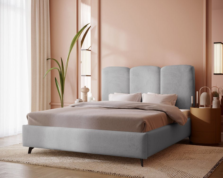 Designer Polsterbett Mirella aus Samt ouni Stauraum