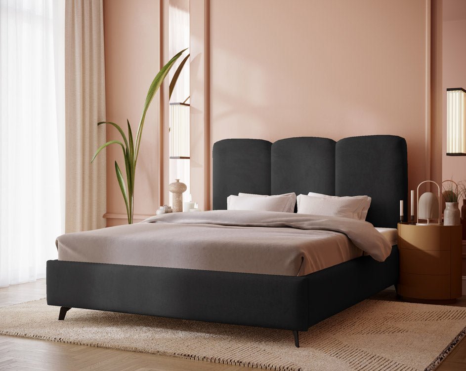 Designer Polsterbett Mirella aus Samt ouni Stauraum