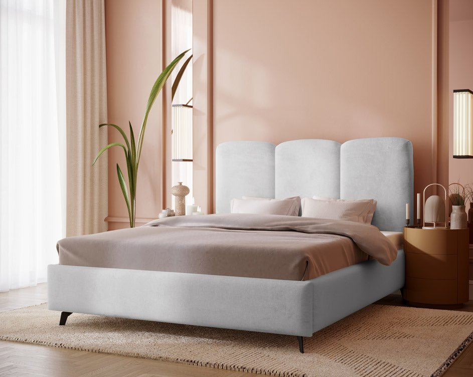 Designer Polsterbett Mirella aus Samt ouni Stauraum