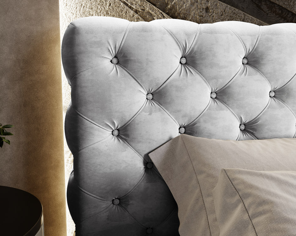 Designer Polsterbett Florentina aus Samt mat Stauraum