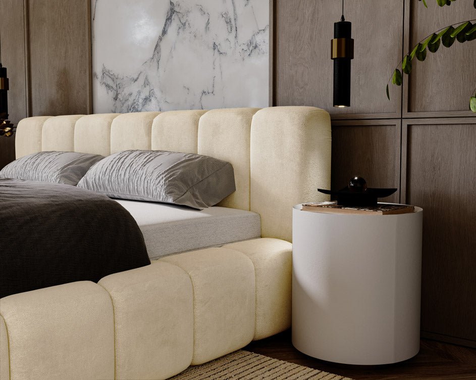 Designer Polsterbett Raphael aus Samt mat Stauraum