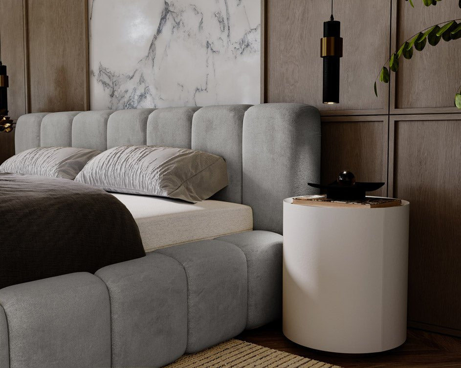 Designer Polsterbett Raphael aus Samt mat Stauraum