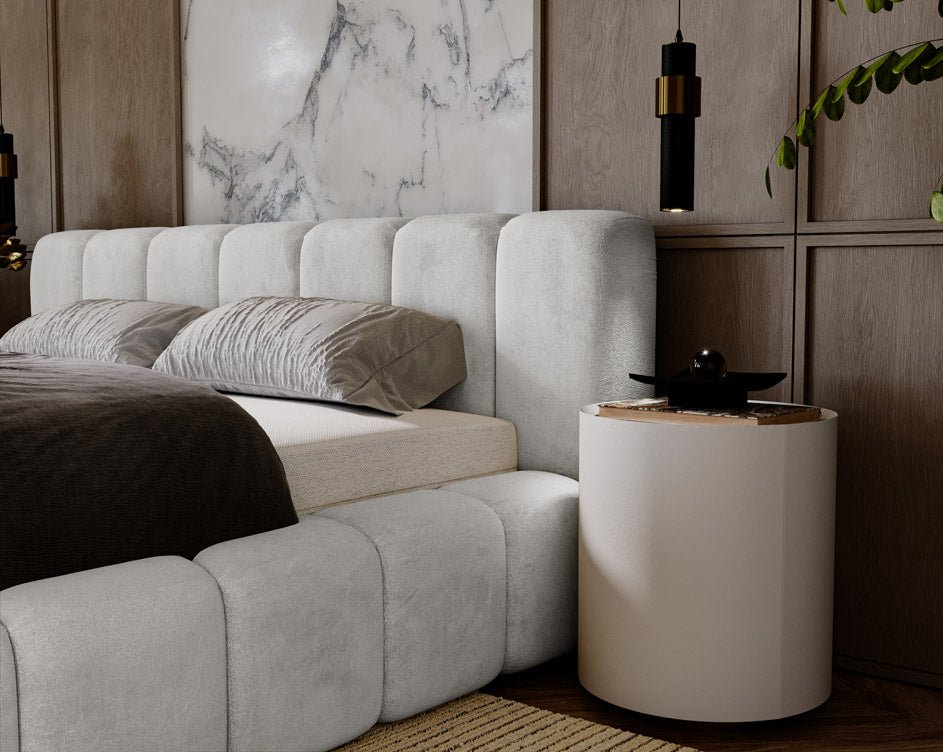 Designer Polsterbett Raphael aus Samt mat Stauraum