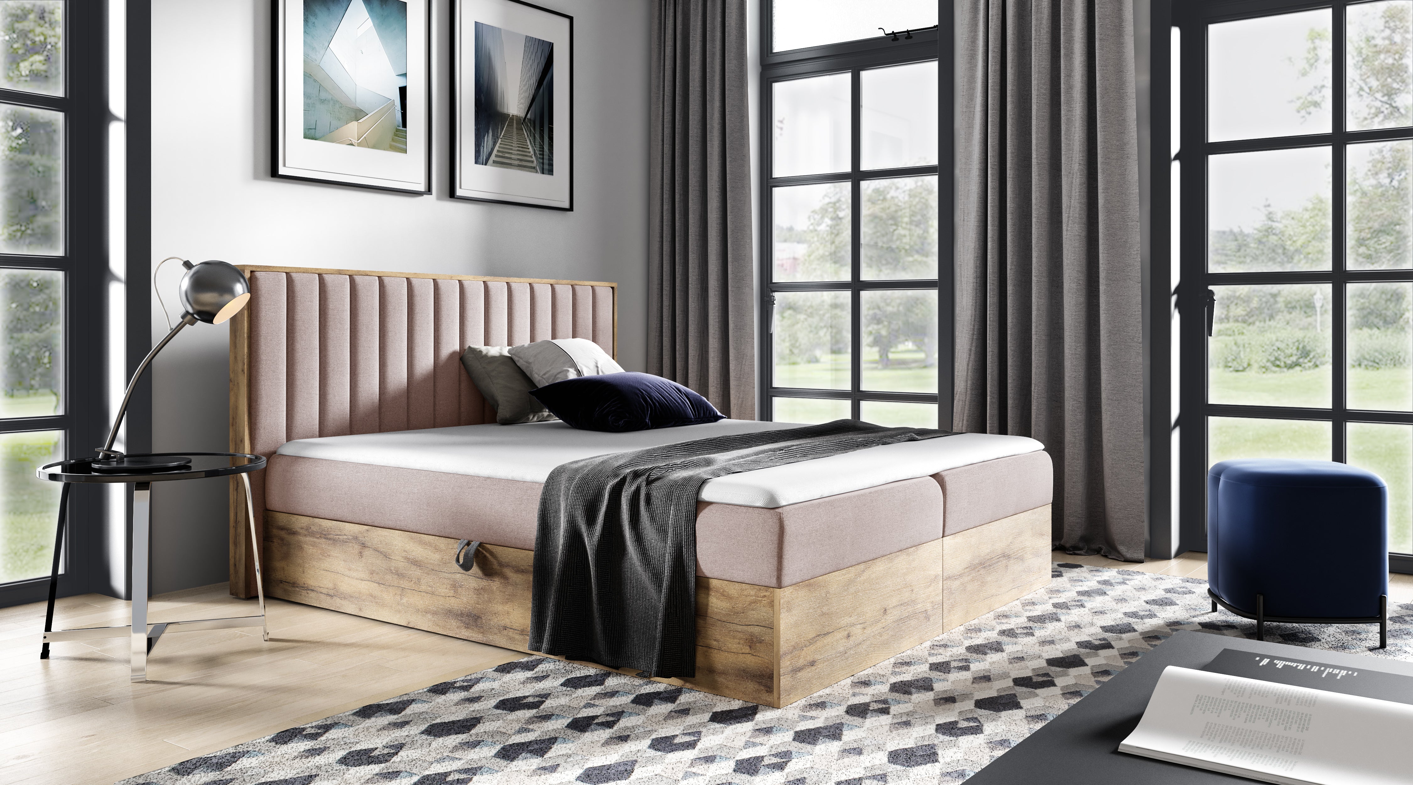 Designer Holzbett Jonah mat Stauraum