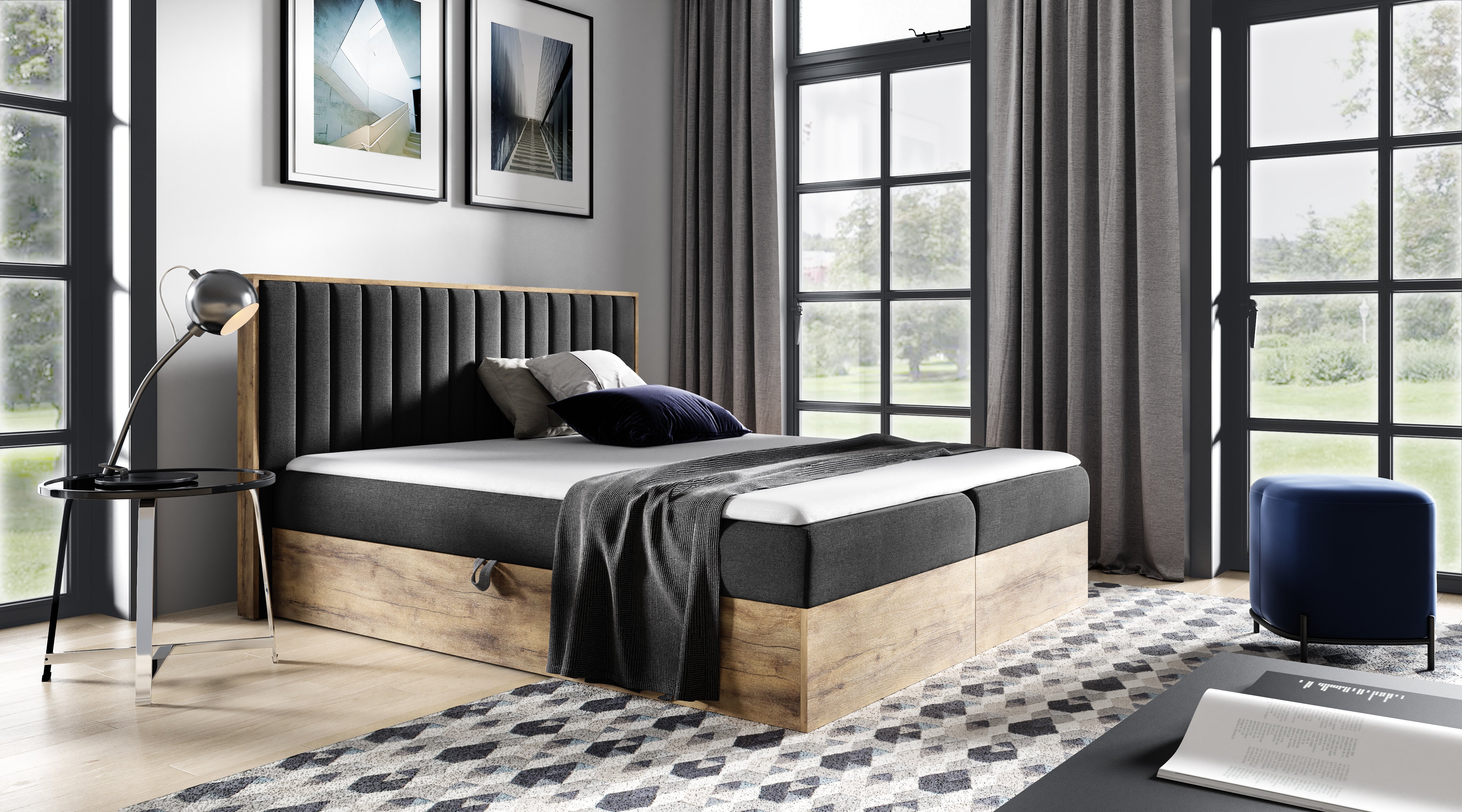Designer Holzbett Jonah mat Stauraum