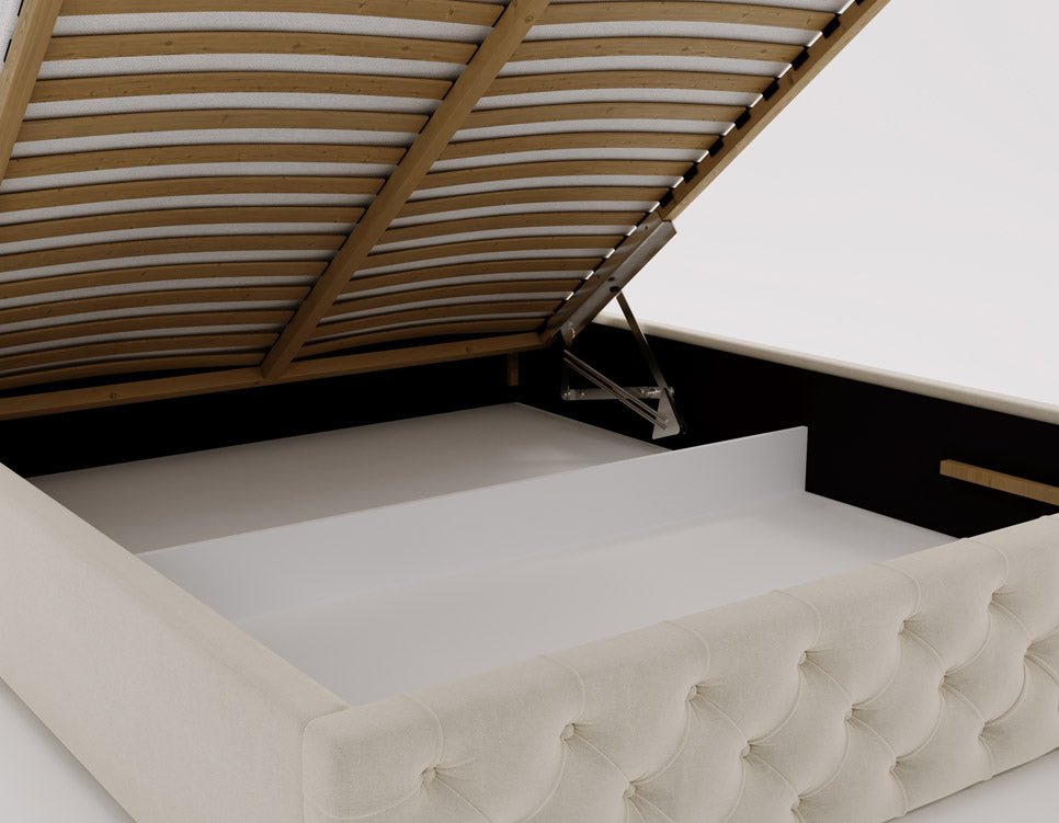 Designer Polsterbett Celestia aus Samt mat Stauraum