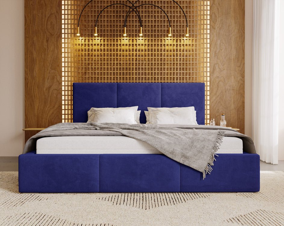 Designer Polsterbett Majestic aus Samt mat Stauraum