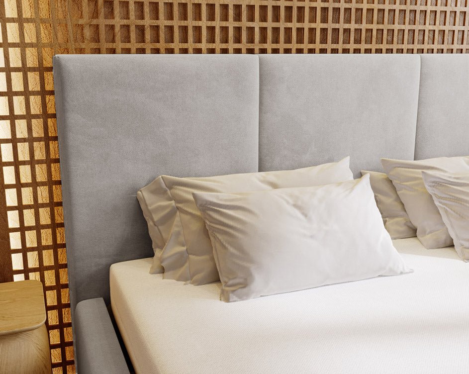 Designer Polsterbett Majestic aus Samt mat Stauraum