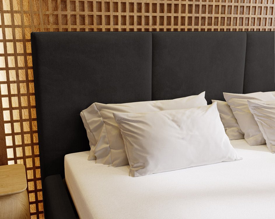 Designer Polsterbett Majestic aus Samt mat Stauraum