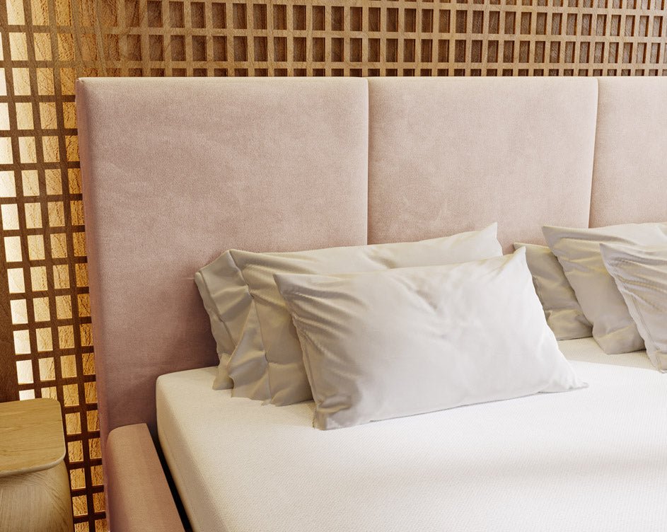 Designer Polsterbett Majestic aus Samt mat Stauraum