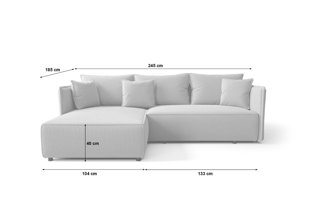 Designer Sofa Marlen mit Schlaf- und Klappfunktion in Cord