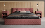 Designer Polsterbett Alva in Strukturstoff (Raven 59) in Bordeaux – Milieu frontal
