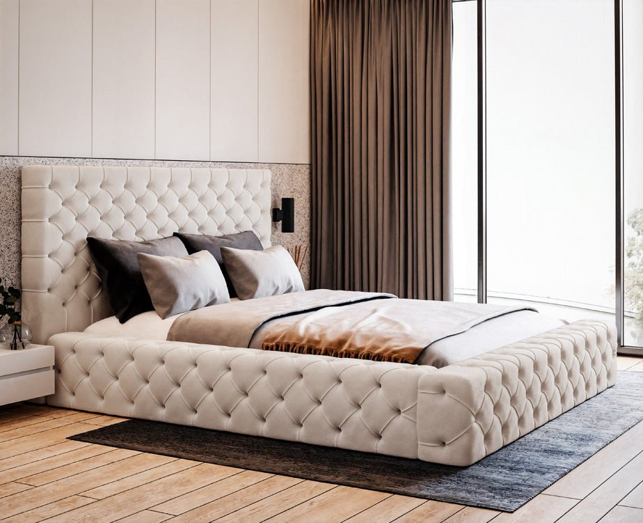 Designer Polsterbett Lana Samt mat Späicherraum