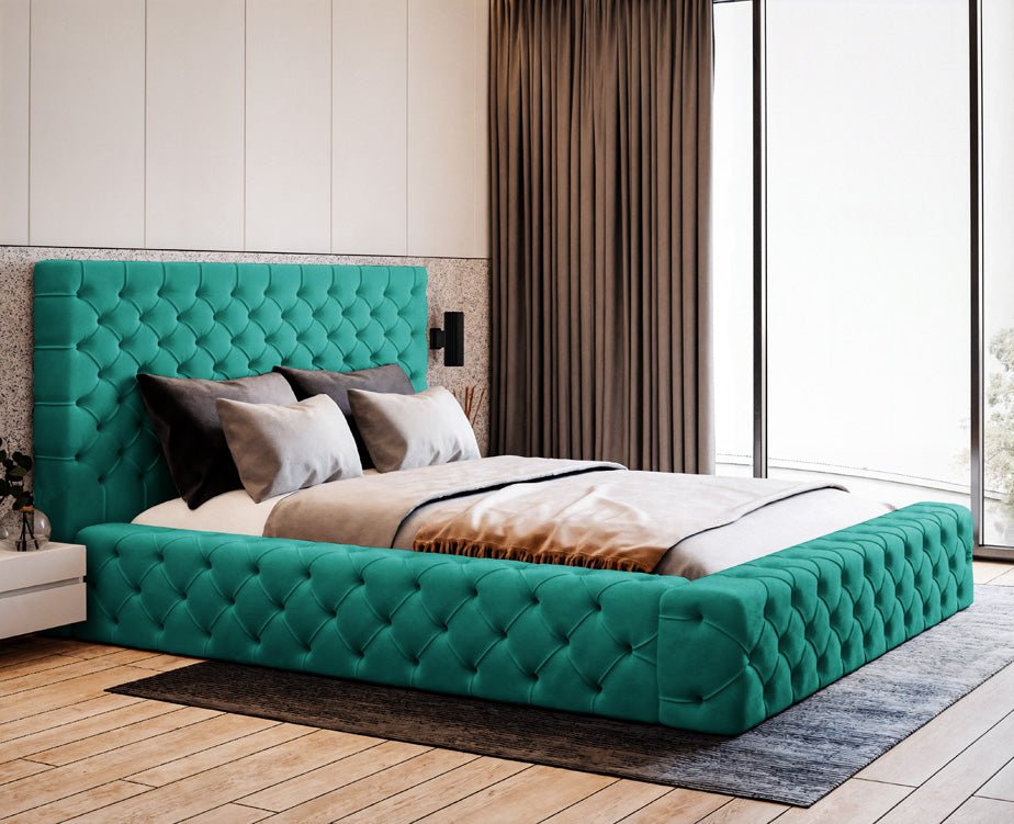 Designer Polsterbett Lana Samt mat Späicherraum