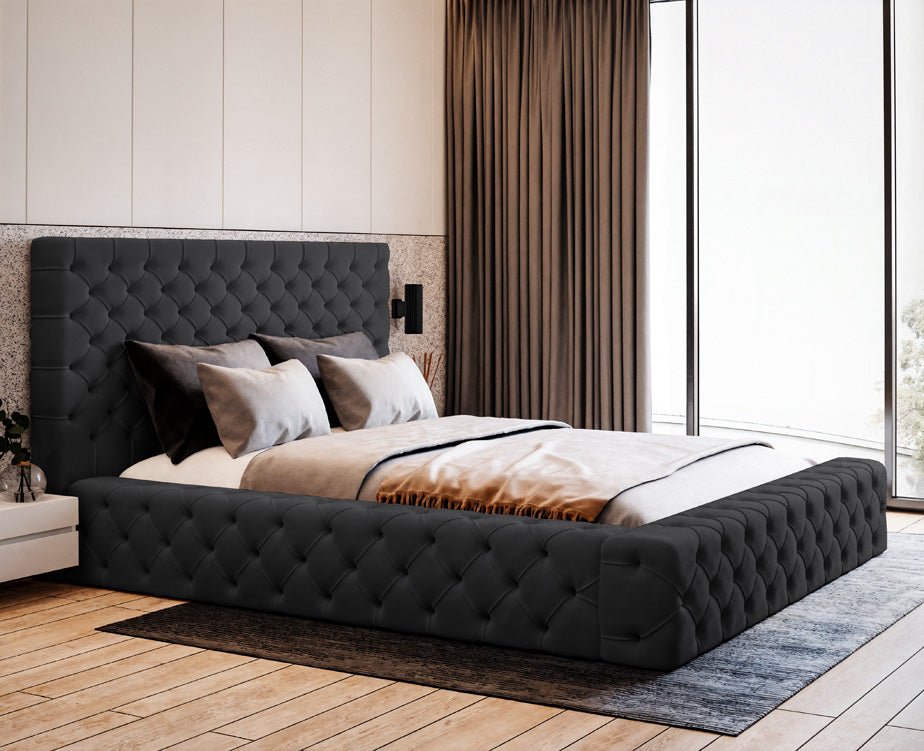 Designer Polsterbett Lana Samt mat Späicherraum