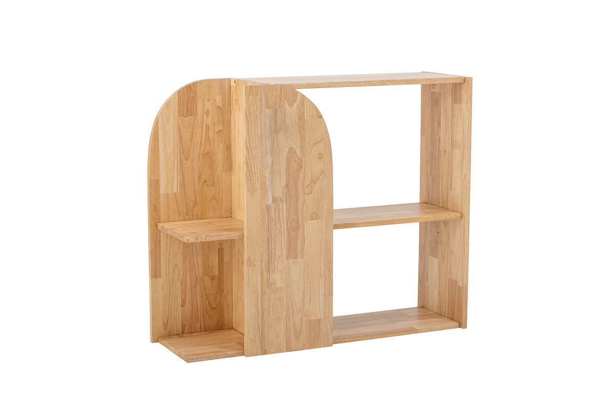 Bücherregal Emit – Natürliches Gummibaumholz im grafischen Design