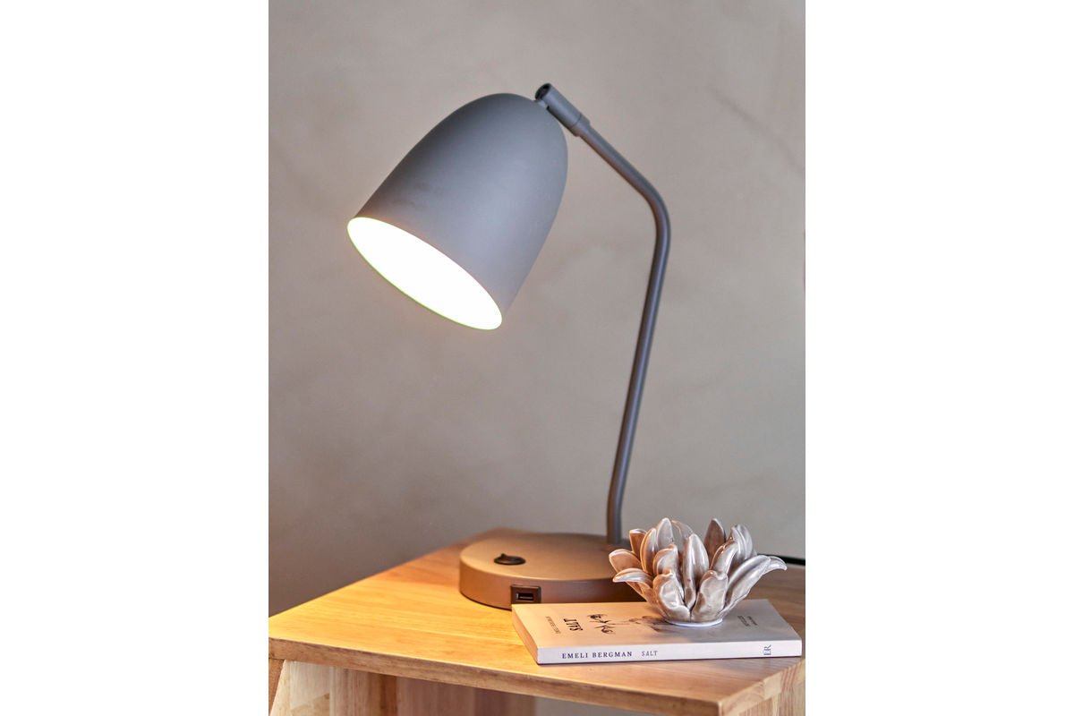 Tischlampe Myla - Grau Beige