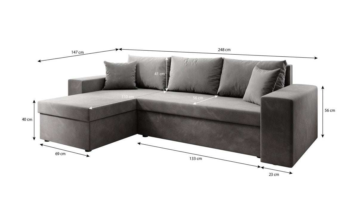 Designer Sofa Denver Stoff mat Schloof- a Klappfunktioun