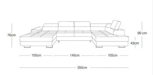 Designer Sofa Lago mat Schloof- an Zouschloof-Funktioun a Kënschtlechem Lieder