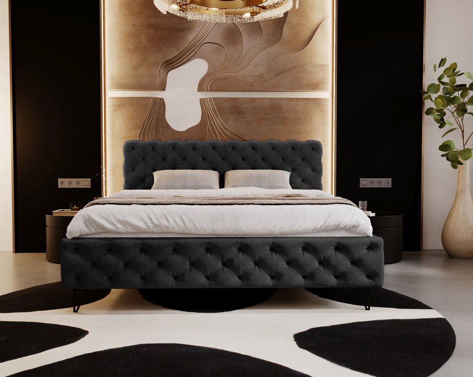 Designer Polsterbett Sienna aus Samt ouni Stauraum