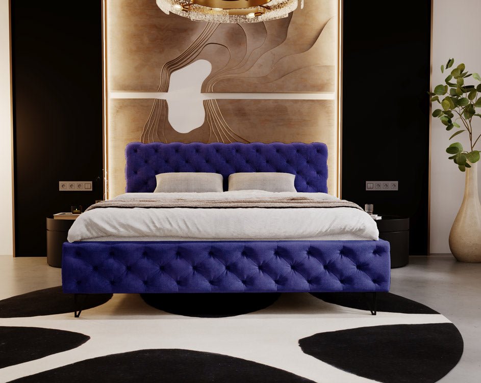 Designer Polsterbett Sienna aus Samt ouni Stauraum