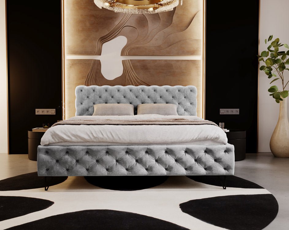 Designer Polsterbett Sienna aus Samt ouni Stauraum