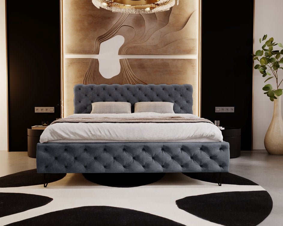 Designer Polsterbett Sienna aus Samt ouni Stauraum