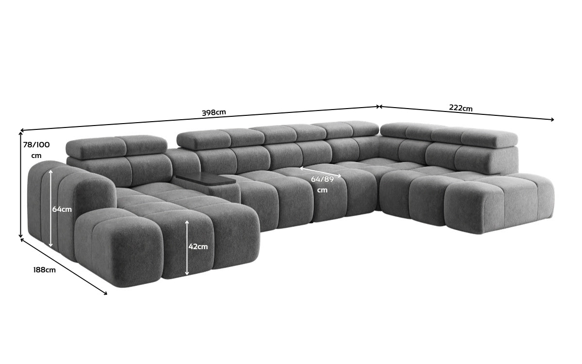Designer Sofa Wunnlandschaft Mia mat elektrescher Sëtzvergréisserung a Chenille
