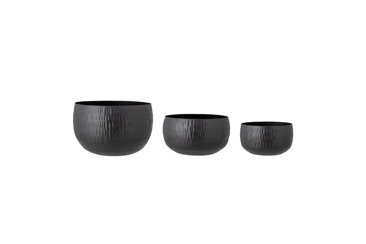 Blummepott-Set Onyx – glänzend Metall-Design a Schwaarz (3er-Set)