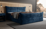 Boxspringbett Elea Cord in Blau (Poso 005) – Milieu seitlich