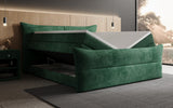 Boxspringbett Elea Cord in Grün (Poso 014) – Stauraum geöffnet